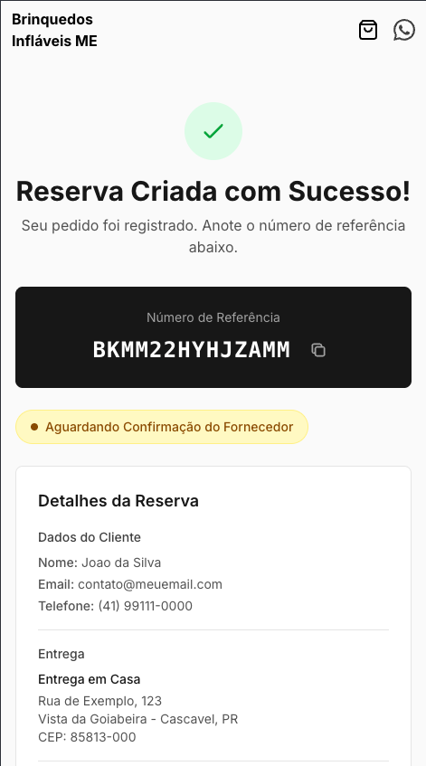 Confirmação da reserva