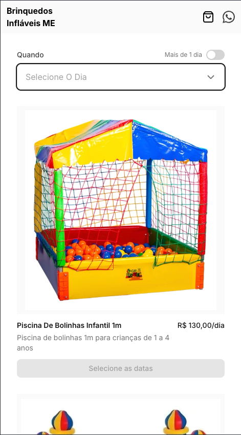 Página de listagem de produtos